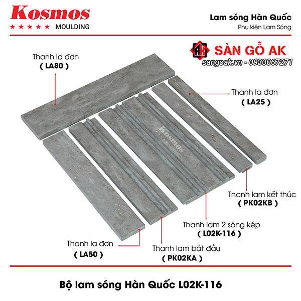 Tấm ốp lam 2 sóng kép Hàn Quốc L02K-116